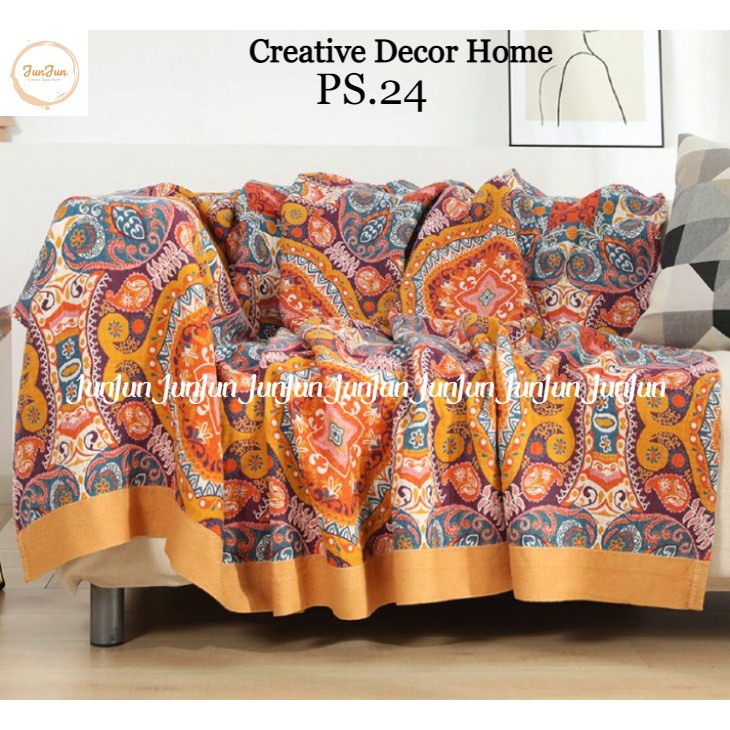 H15_Phủ Khăn Thảm Chăn Sofa Chất liệu Vải Xô Sợi Organic - Dòng cao cấp