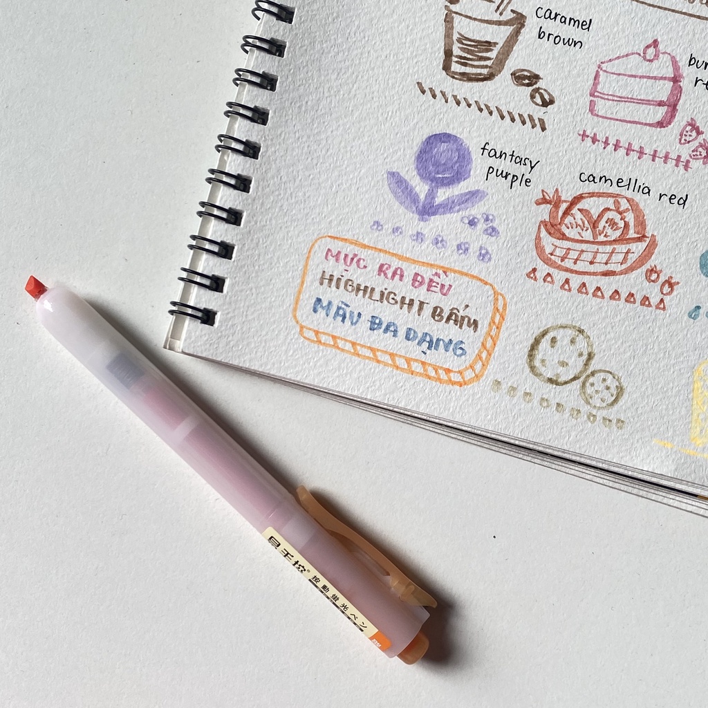 Bút bấm Highlighter, đánh dấu DS nhiều màu sắc