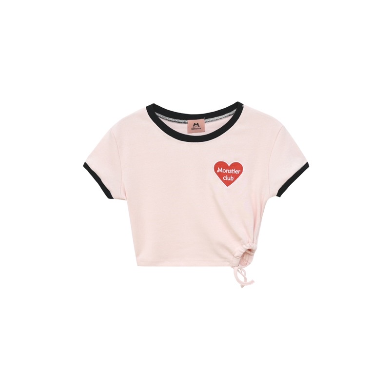 Áo Croptop Dây Rút chiết eo siu xinh - Thêu Trái Tim Chữ Monstier