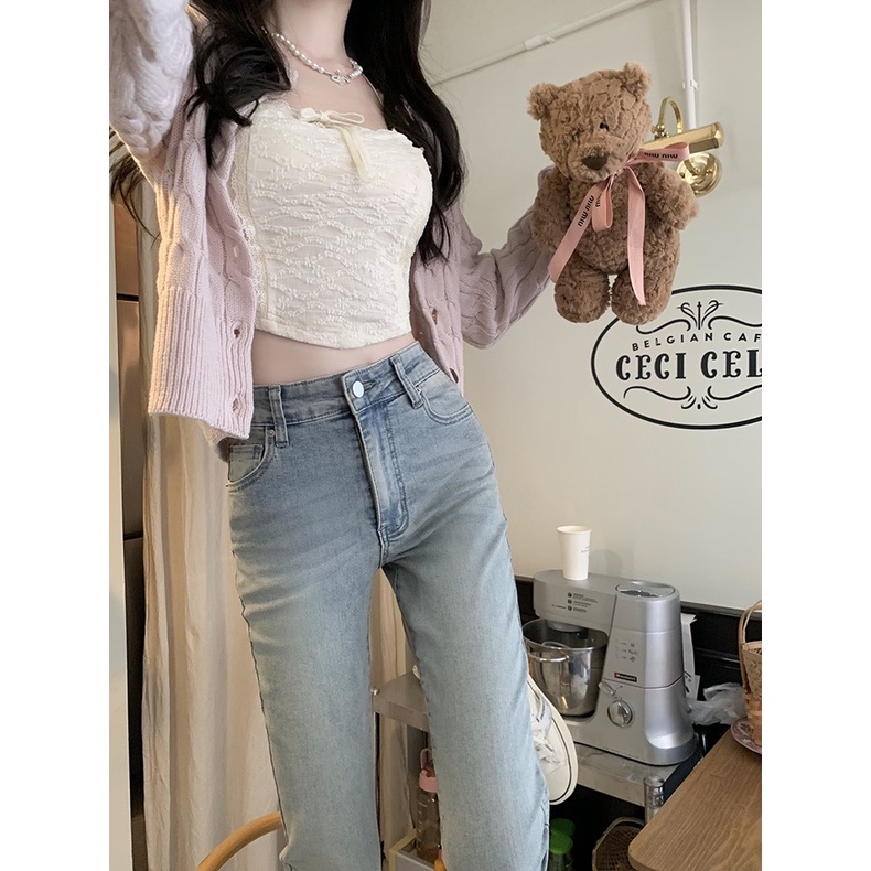 Quần jean nữ màu cũ kiểu dáng basic ko rách siêu sang