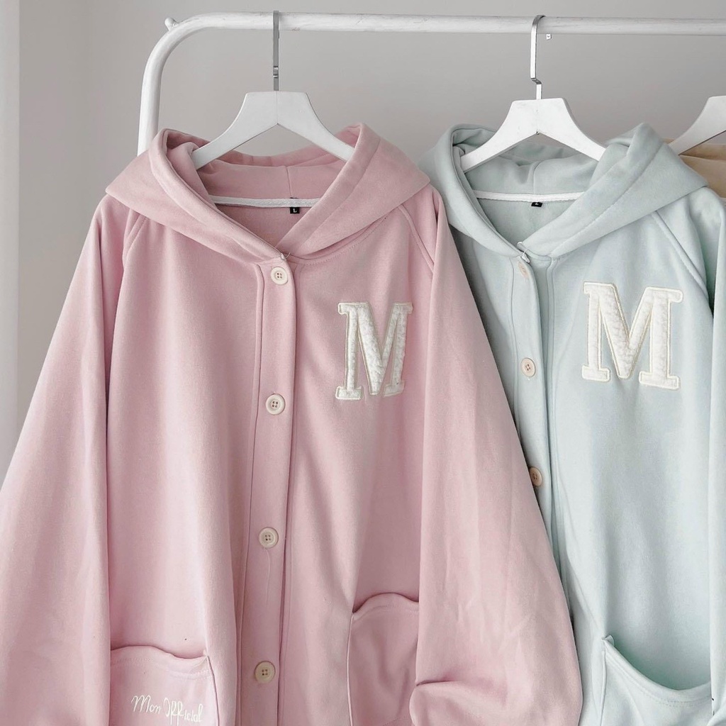 Áo khoác nam nữ Hoodie nỉ trơn Basic LOGO THÊU chữ M màu form rộng tay bồng khóa kéo có mũ Ulzzang giá rẻ couple | BigBuy360 - bigbuy360.vn