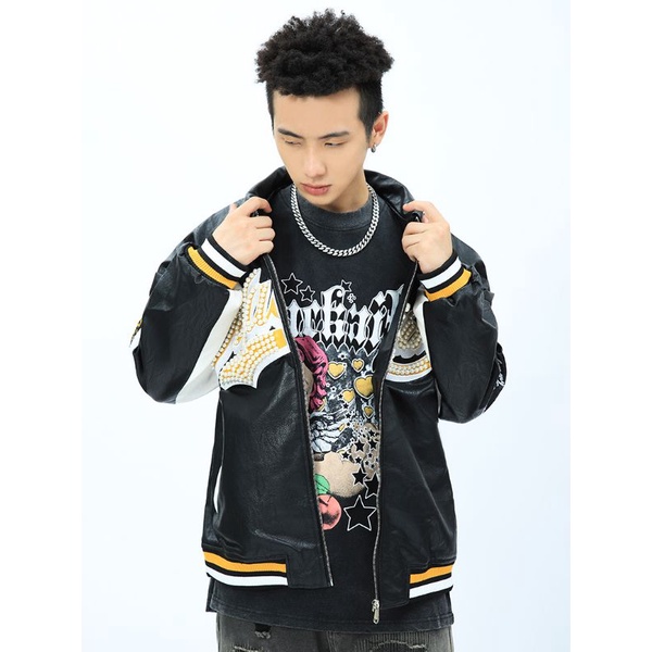 Áo khoác varsity da cao cấp