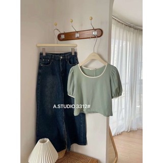Áo pull croptop tay bồng (3036)