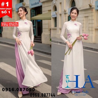 Áo dài thêu hoa lụa tây thi. hàng thiết kế cao cấp