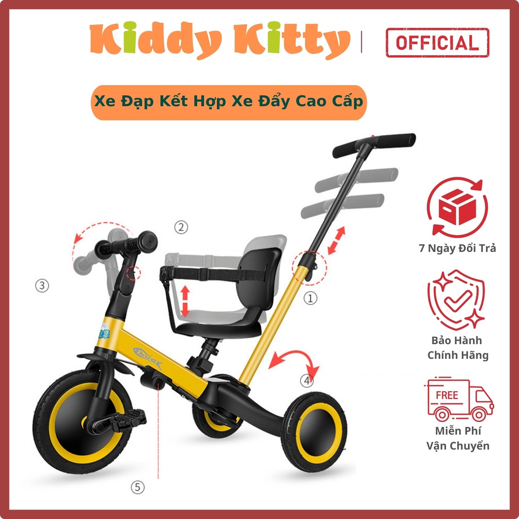 Xe đạp đa năng 5 trong 1 cho bé 1-6 tuổi kết hợp xe đạp 3 bánh, xe đẩy cho bé và xe chòi chân thăng bằng - MK23011