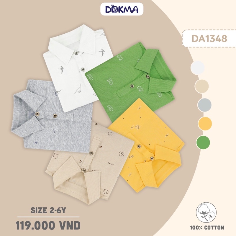 (2-6y) Áo polo/cổ đức cộc tay cotton cá tính cho bé trai - DOKMA