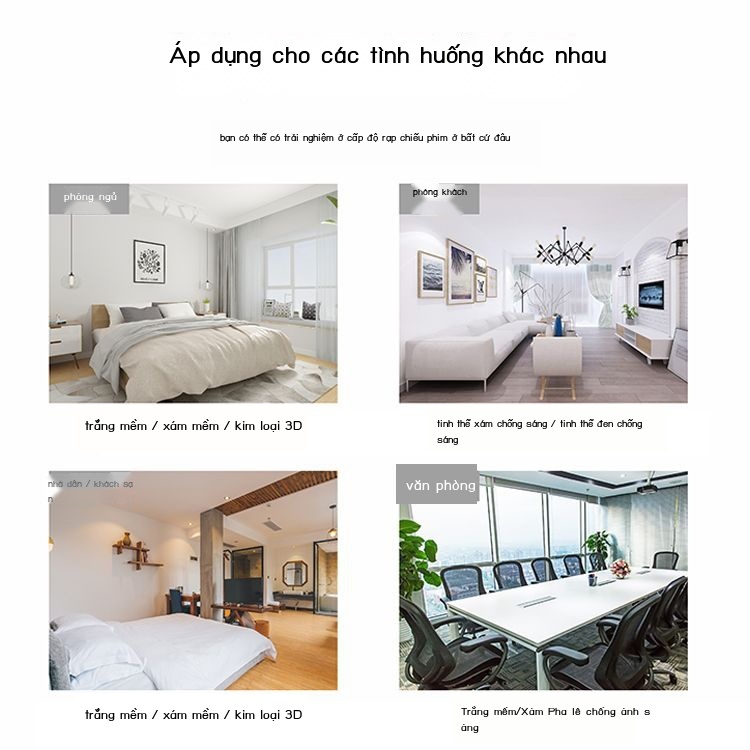 Màn chống chói máy chiếu khung tranh pha lê xám gia đình kim loại độ nét cao 4k hình đen viền siêu hẹp treo tường