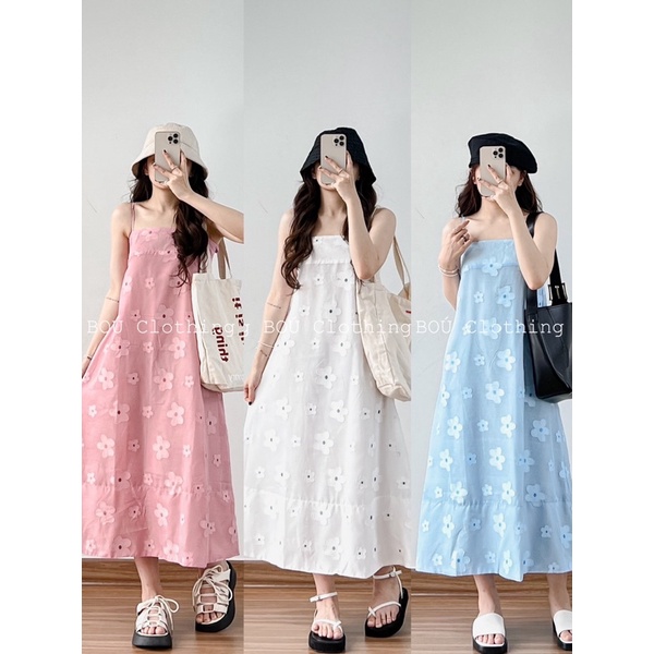 Đầm 2 dây babydoll hoạ tiết hoa dễ thương, xinh đẹp dành cho nữ (ảnh thật)