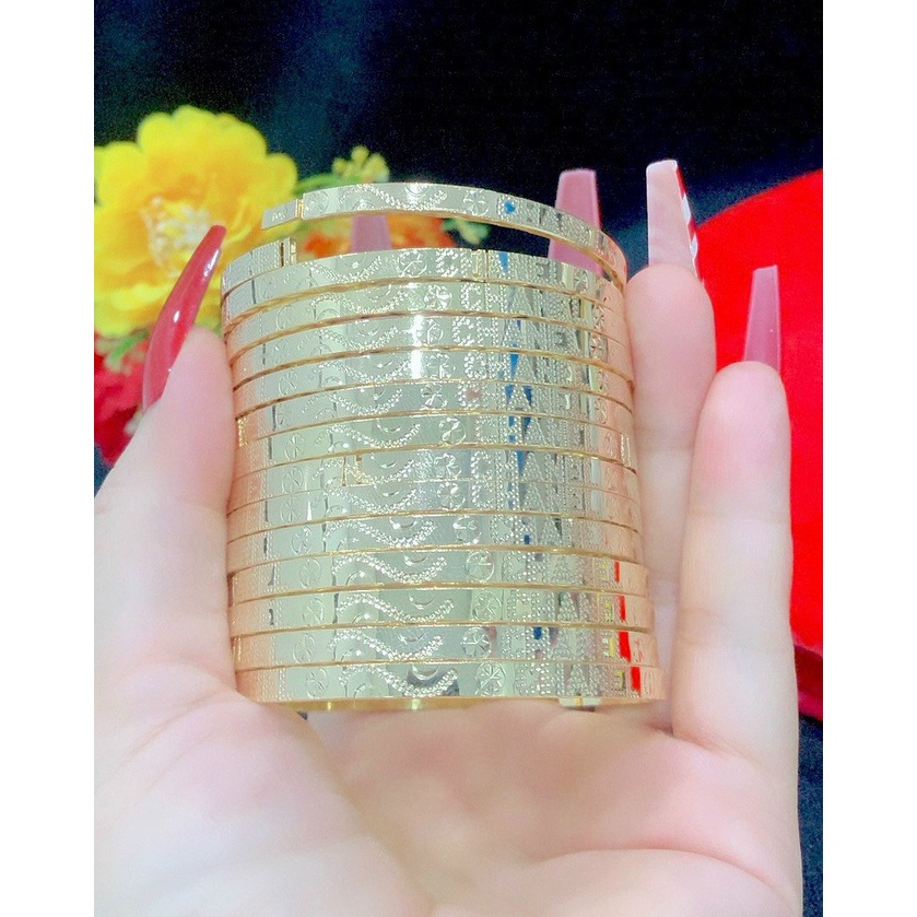 Bộ Vòng xi men nữ mẫu khắc chữ ch.a.n.e.l 120322 - Bền màu
