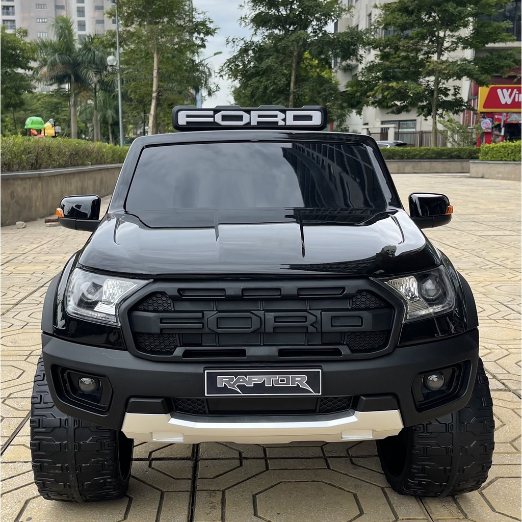 Ô tô điện FORD địa hình ghế nệm da, bánh cao su, sơn tĩnh điện, bình 12V10A (Đỏ-Đen)