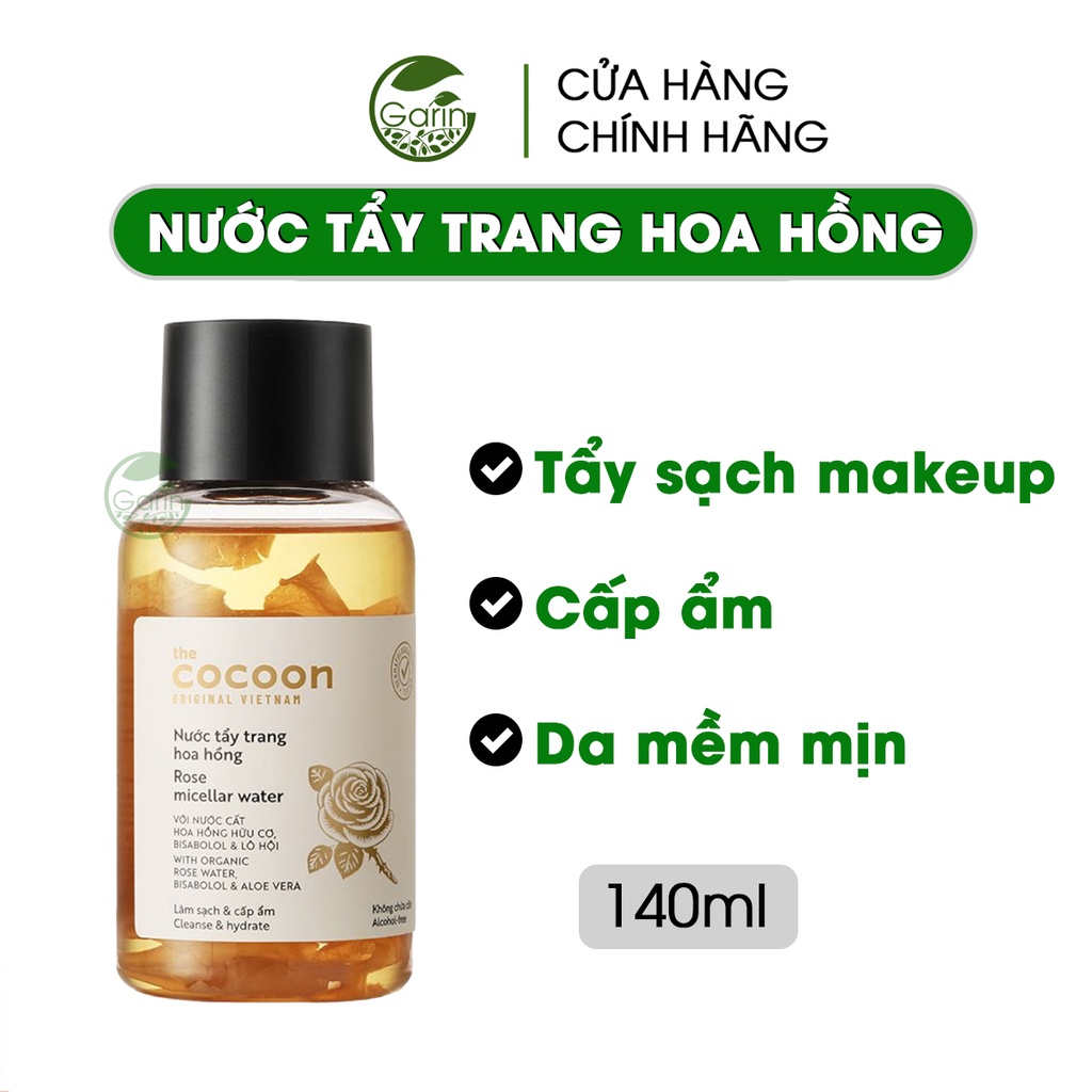 Nước tẩy trang hoa hồng Cocoon dịu nhẹ tẩy sạch makeup & cấp ẩm