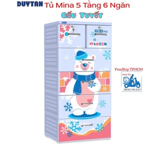☎️ Miễn Phí Giao Hàng TP.HCM ☎️ Tủ Nhựa Duy Tân Mina 5 Tầng- 6 Ngăn - Gấu Tuyết
