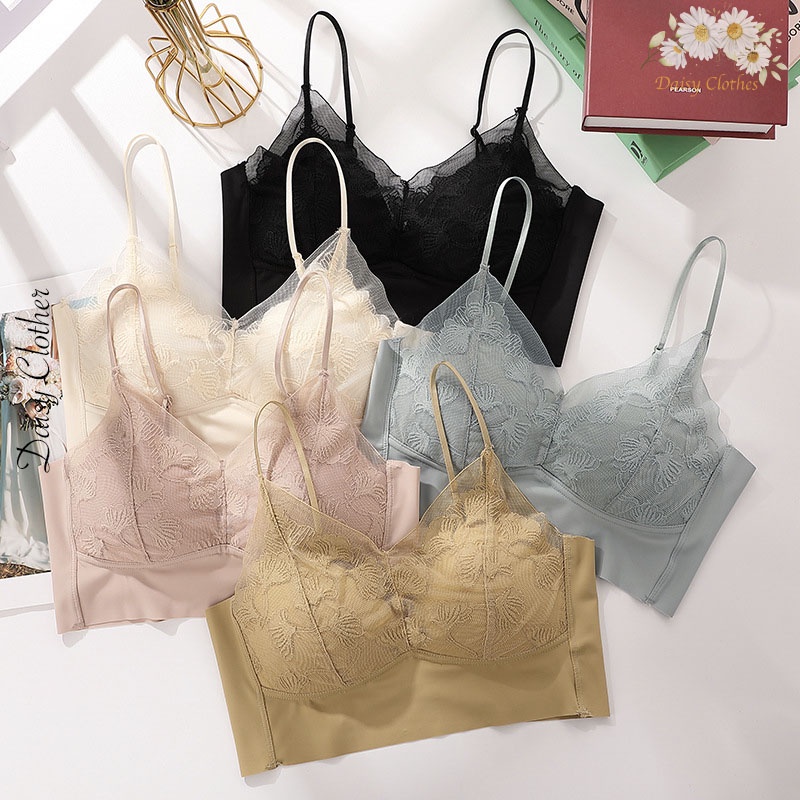 Áo lót nữ không gọng phối ren, bralette đệm mỏng hoạ tiết dây lưng đan chéo độc đáo quyến rũ