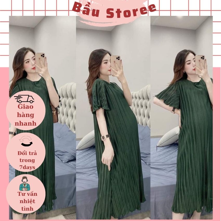 VÁY BẦU XẾP LY XINH XẮN-ĐẦM BẦU CÔNG SỞ ĐẸP,ĐI CHƠI ĐI LÀM ĐỀU ĐƯỢC