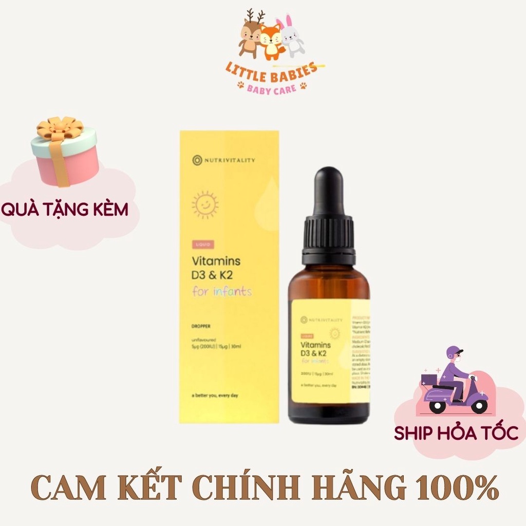 [ANH] VITAMIN D3 K2 MK7 NUTRIVITALITY CHO BÉ CỨNG CÁP PHÁT TRIỂN TOÀN DIỆN