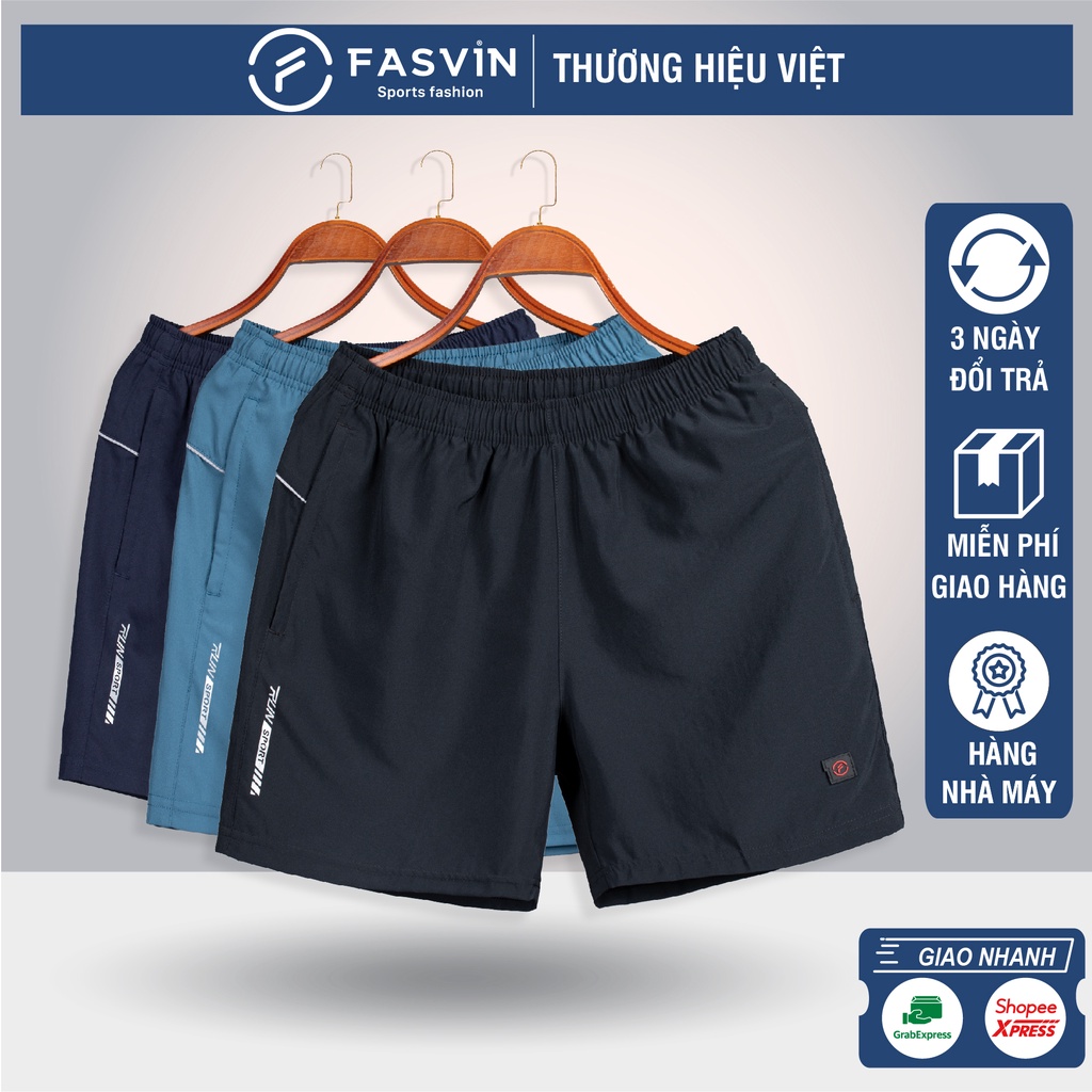 Quần đùi nam ngắn Fasvin vải dù gió nhẹ mát dùng thể thao chạy bộ hay mặc nhà R23563.SG