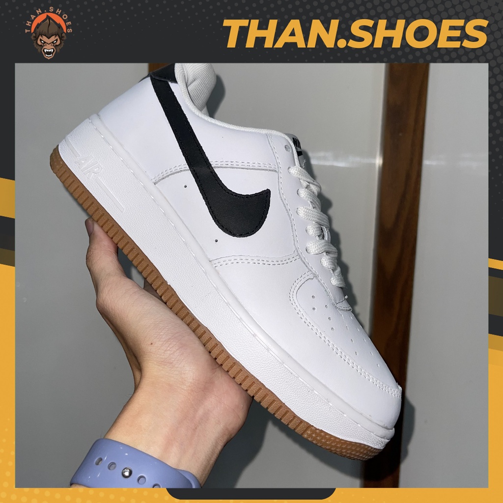 Giày Air Force 1 Low Obsidian Gum, AF1 Trắng Móc Đen Đế Nâu - Than.Shoes