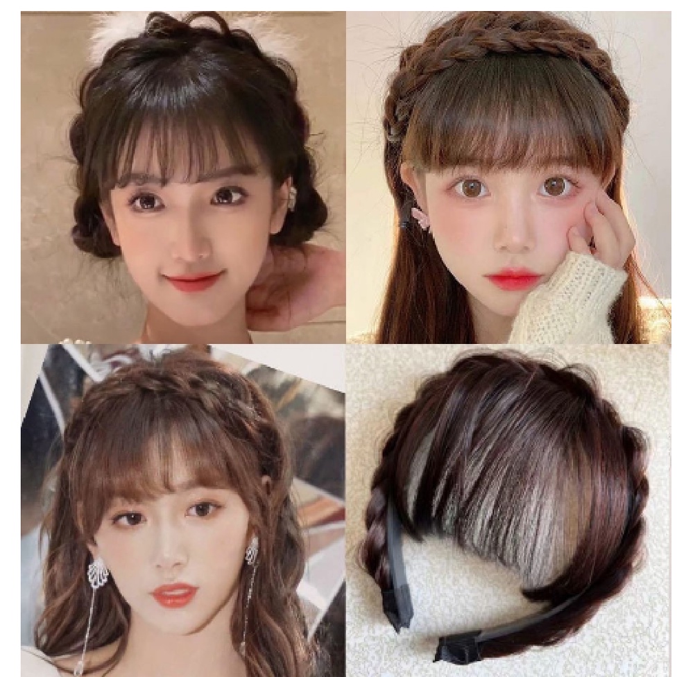 Băng đô bím tóc cài tóc giả  có mái siêu đẹp dể thương đáng yêu cho nữ