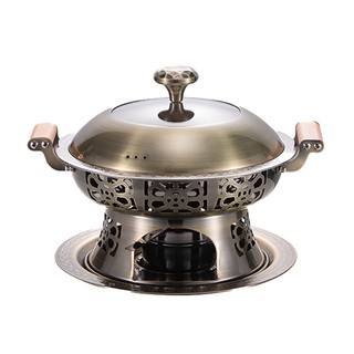 Nồi lẩu cổ điển dùng cồn inox 304 24cm oem alj03