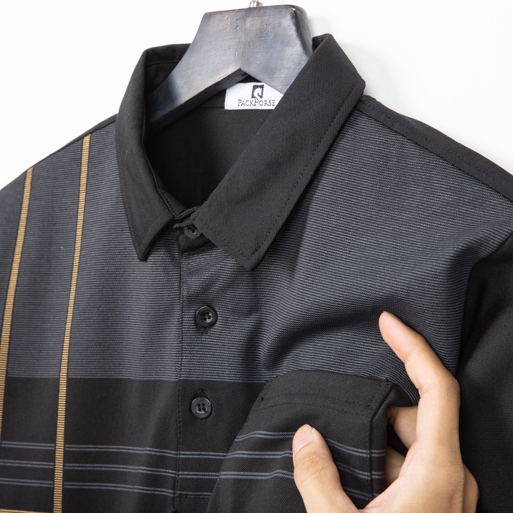 Áo Thun Nam Polo Parhouse Phối Sọc Có túi Nam Tính ASTD173