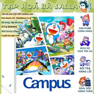 Lốc 5 Quyển Tập học sinh 4 ô ly Campus DORAEMON WONDERLAND 96 Trang
