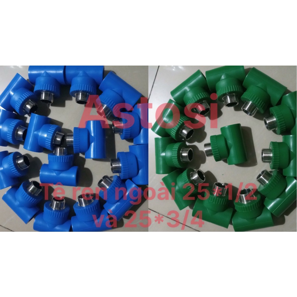 Tê ren ngoài ống nước nóng PPR phi 25*1/2 và 25*3/4 - phụ kiện ống nước nóng, lạnh