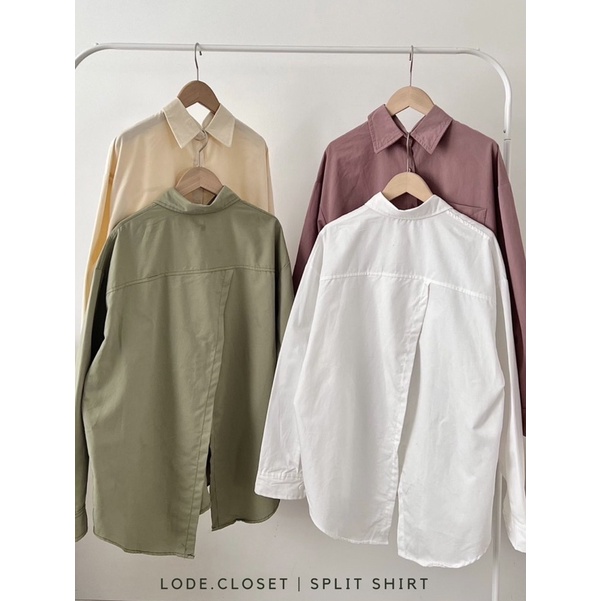Áo sơ mi form rộng với màu sắc nhẹ nhàng có điểm nhấn xẻ sau lưng | SPLIT SHIRT | LODE |