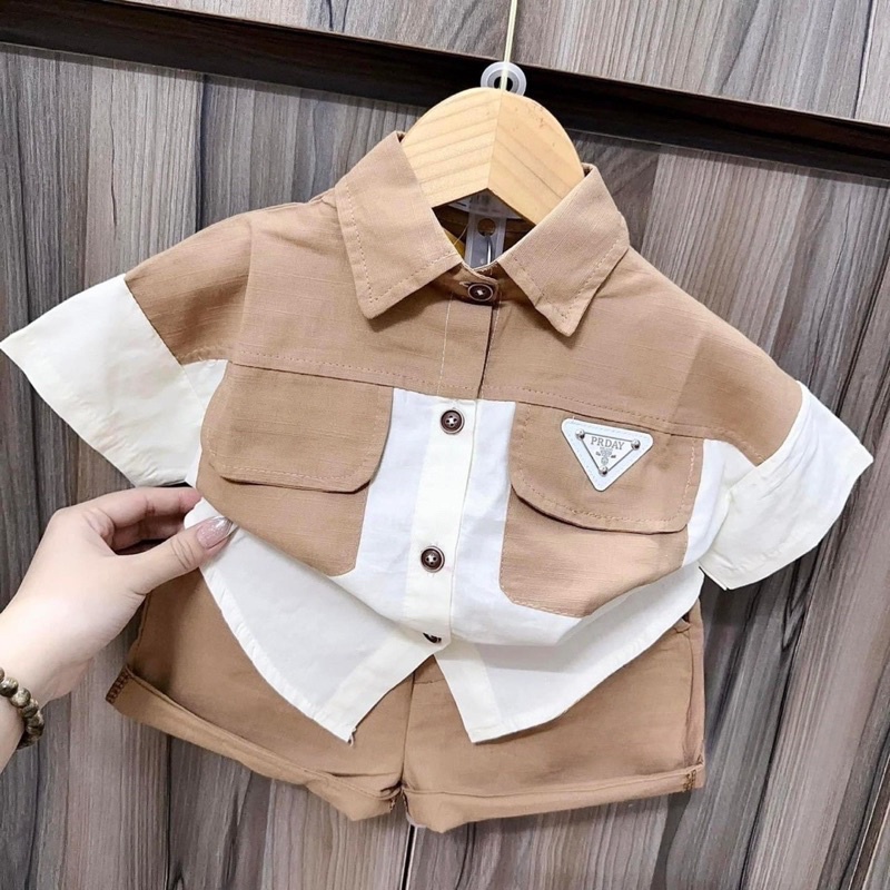 Các mẫu áo Sơ mi kèm quần cho bé trai