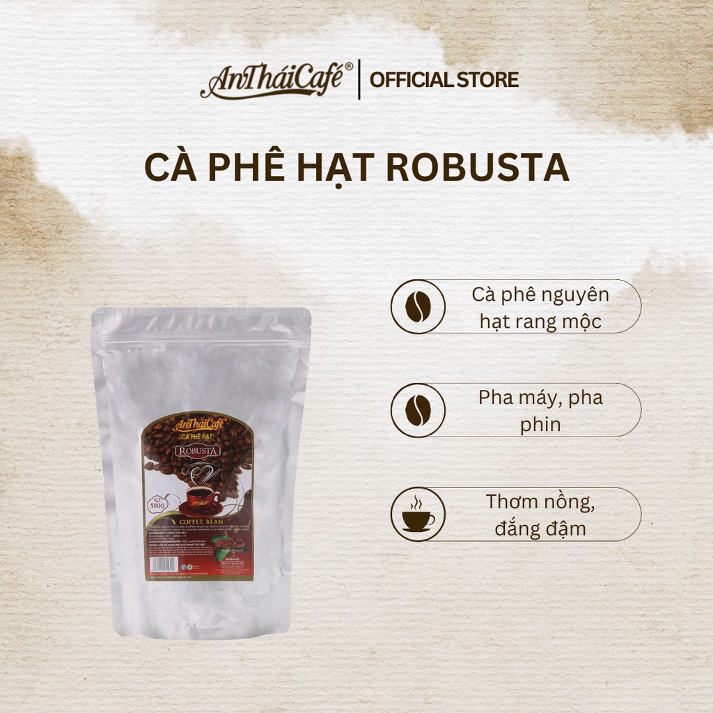 Cà phê hạt Robusta nguyên chất 500gr