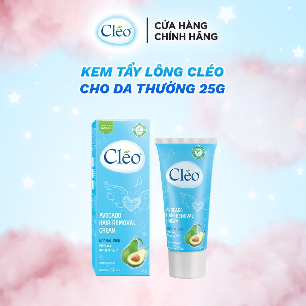 Kem Tẩy Lông Cléo 25g/ 50g cho Da Thường Avocado Hair Removal Cream Normal Skin chiết xuất bơ an toàn, không gây đau rát