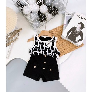 Set Áo Thun Quần Đen Siêu Cưng Bé Gái
