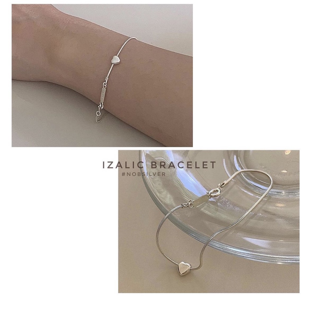 Lắc tay bạc nữ charm trái tim free khắc chỉ có tại trang sức bạc Nobsilver