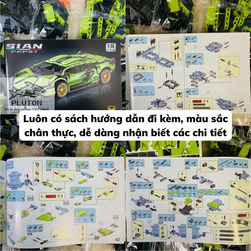 Mô hình lắp ráp siêu xe technic Lambo Sian FKP37 tỉ lệ 1:14 SKU 22003 1280 PCS
