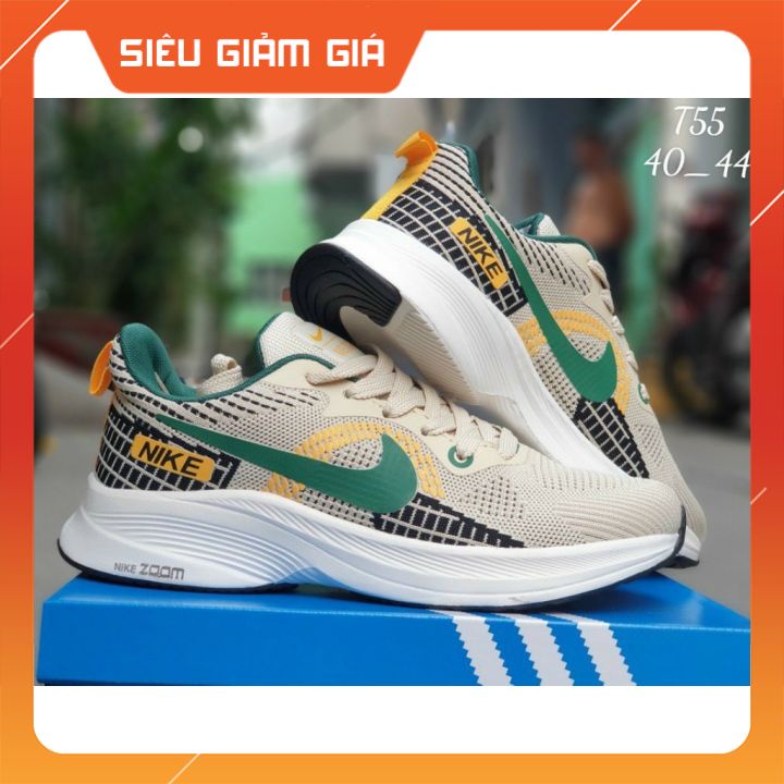 FULL BOX Giày Thể Thao Sneakers Nam Nike_Zoom mã T55 Màu Vàng Xanh Siêu Nhẹ chạy bộ dành cho nam đế êm thoáng khí