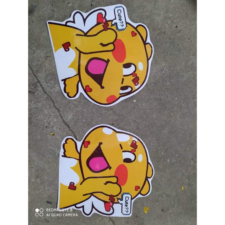 TEM HÌNH CUTE DÁN TRANG TRÍ XE Ô TÔ CỰC DỄ THƯƠNG. Tem hoạt hình dán xe. Tem sticker khủng long vàng án xe ô tô