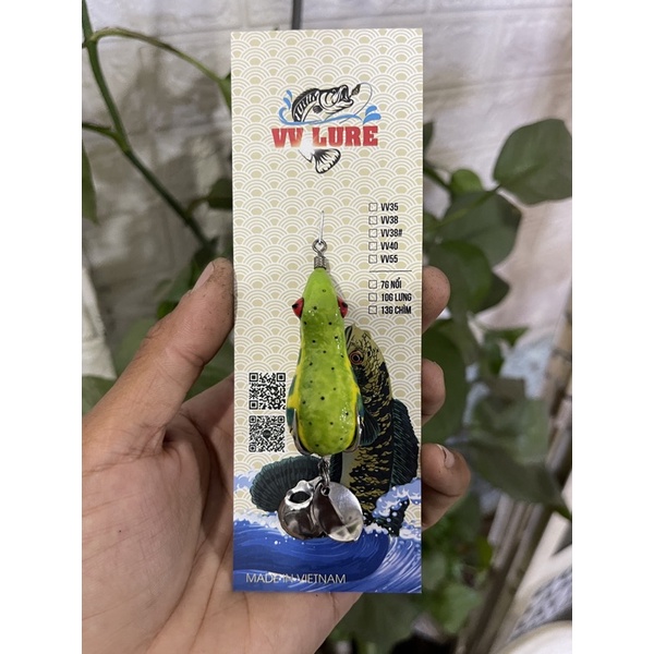 Nhái hơi LƯỠI ĐỘ Frog VV55, 2 thìa, run lắc , action siêu mạnh,rất nhạy.Ư
