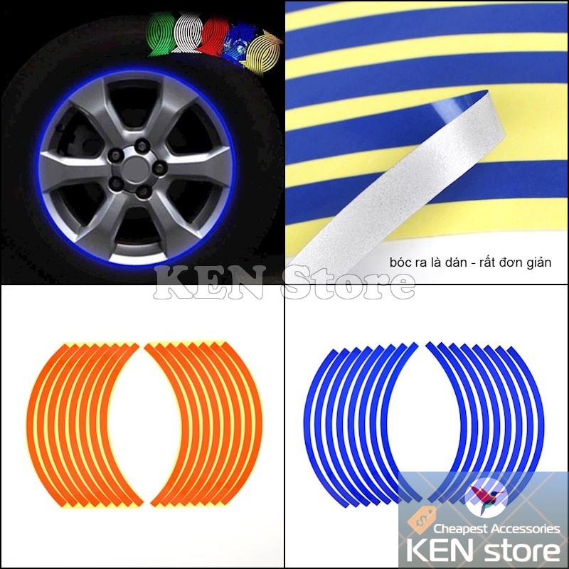Tem chỉ phản quang dán vành mâm xe máy oto
