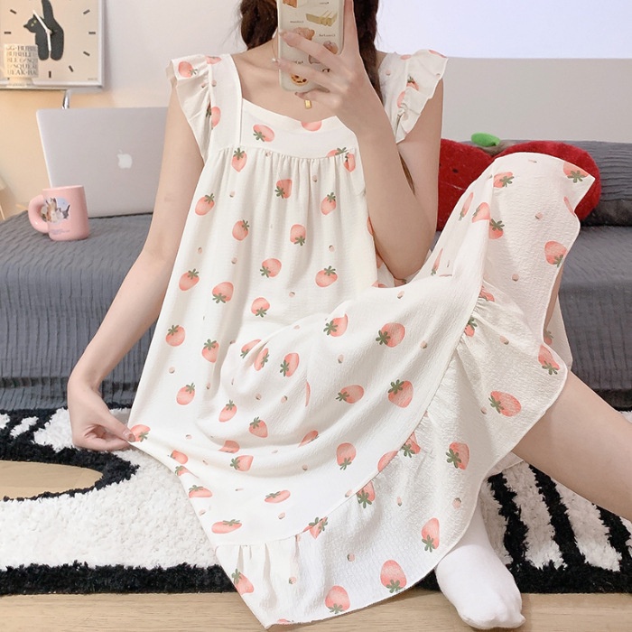 HÀNG SẴN_CÓ BIGSIZE_ Đầm Ngủ Hai Dây Cotton Lanh Cánh Tiên Hè 2023 MOEN21 | BigBuy360 - bigbuy360.vn