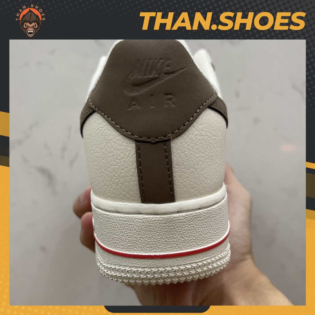 Giày Air Force 1 Low Premium White Brown, AF1 Móc Nâu - Than.Shoes
