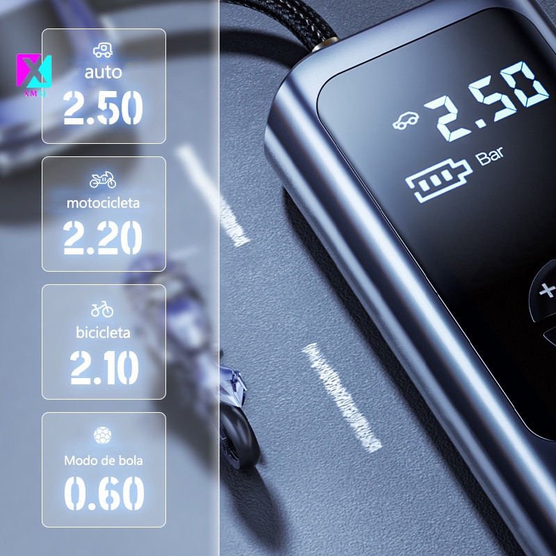 Máy bơm lốp xe hơi không dây XMSJ màn hình kỹ thuật số thông minh có đèn LED 12V tiện lợi