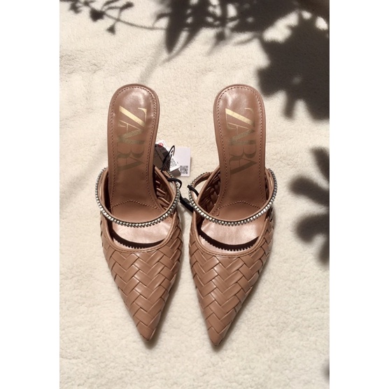 🍒HÀNG CÓ SẴN🍒GIẦY ZARẢ CHÍNH HÃNG MULES QUAI ĐAN ĐÍNH ĐÁ