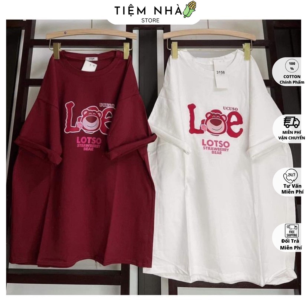Áo Thun 3158 Cotton Khô Form Rộng Nam Nữ Unisex Lee Gấu Lotso