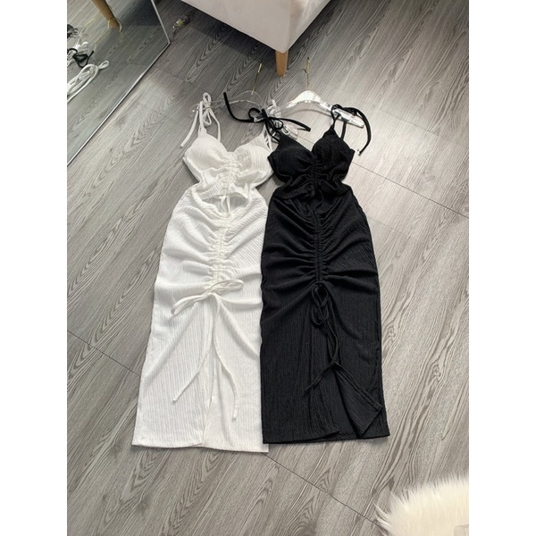 Đầm body rút dây mẫu mới có mút ngực chất thun đẹp