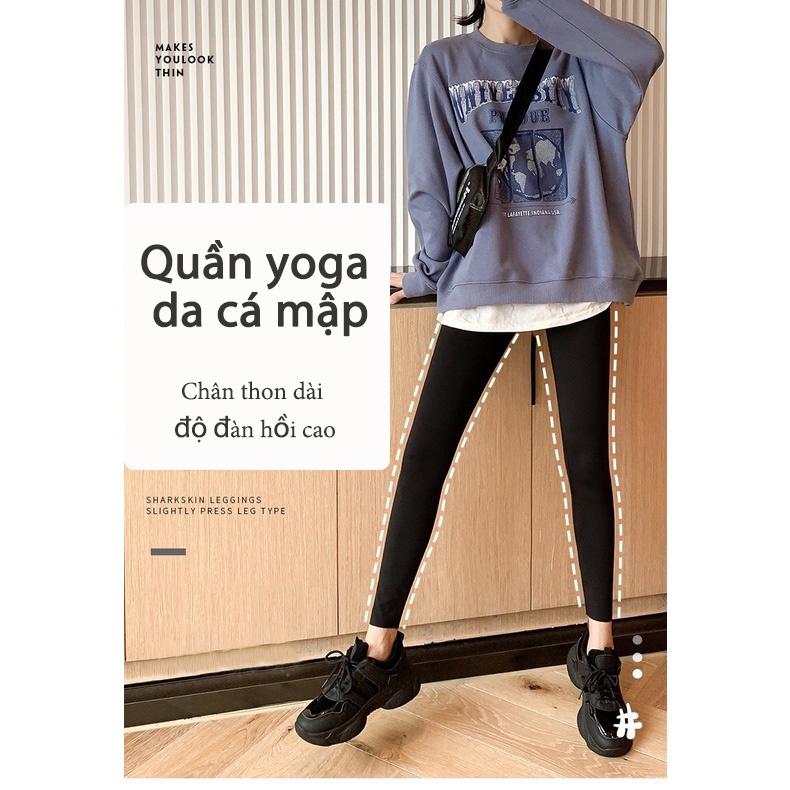 Quần Legging Thể Thao Lưng Cao Ôm Dáng Co Giãn Tốt Màu Đen Thời Trang Xuân Thu Cho Nữ