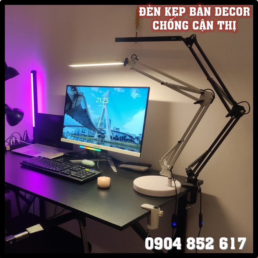 Đèn bàn học bảo vệ mắt chống cận để làm việc, đọc sách cao cấp có thể kéo dài và gấp gọn - 3 chế độ sáng