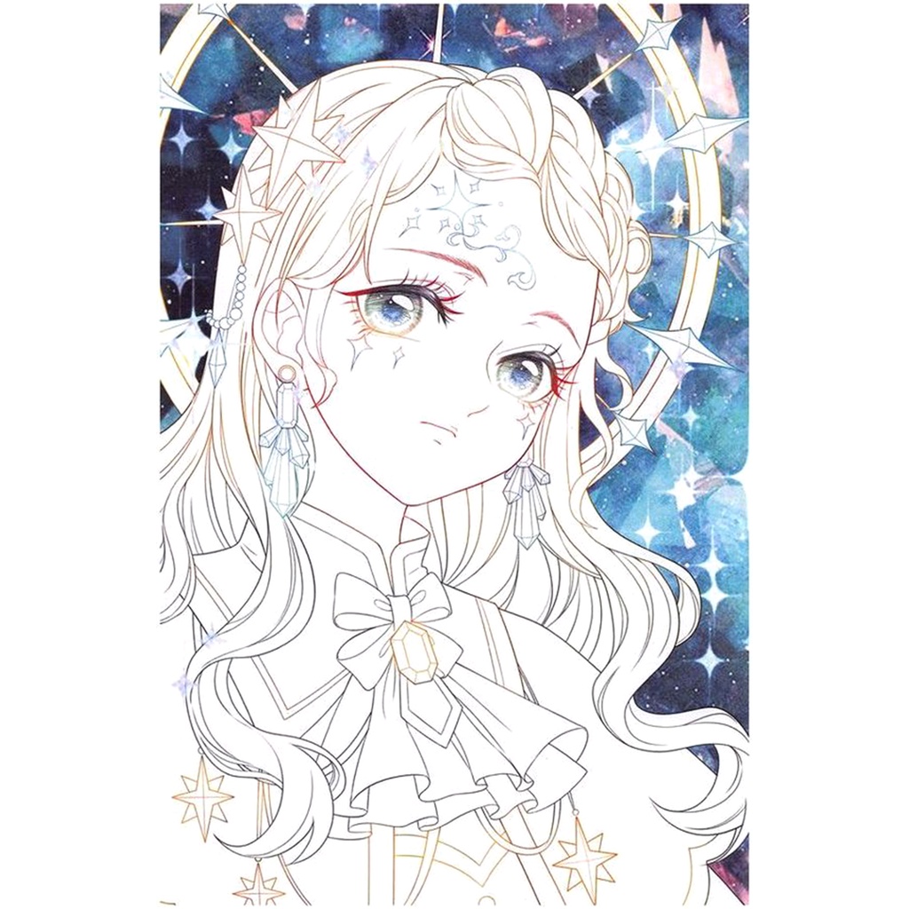 Line art tranh tô màu Anime Girl  giấy dầy đẹp