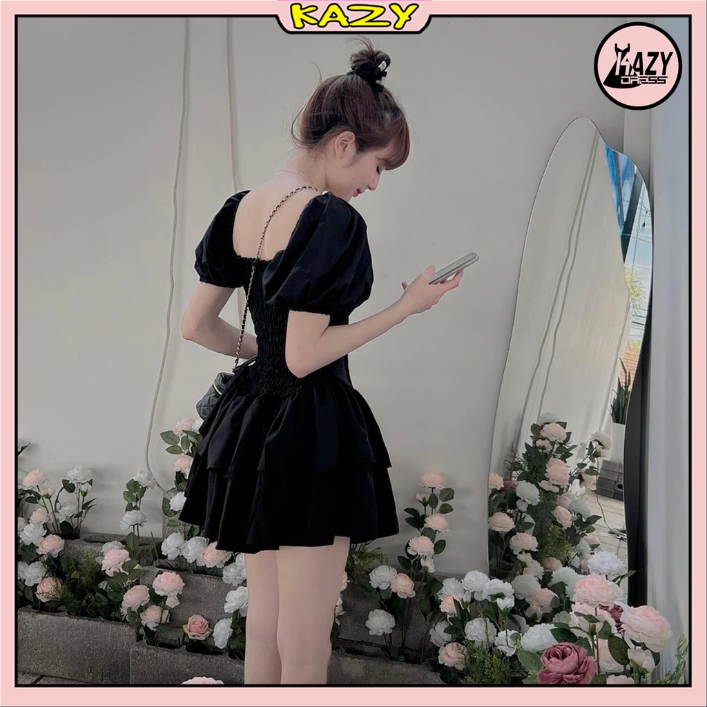 Váy xòe hai tầng cổ vuông phong cách tiểu thư KAZY DRESS V048