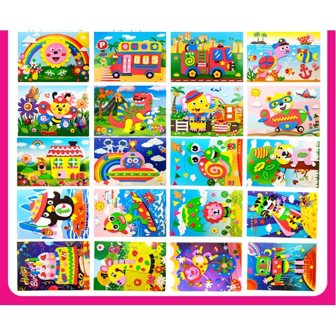 COMBO 10 tranh dán xốp 3D xé dán cho bé - Đồ chơi trí tuệ sáng tạo 18x13cm TÉPPI STORE