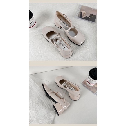 Giày mary jane nữ quai chéo da bóng xinh xắn Giày búp bê nữ quai chéo| D13