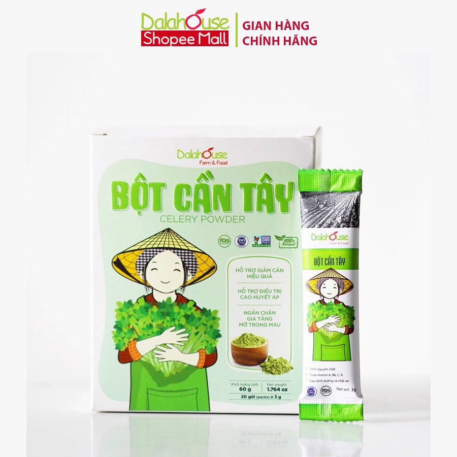 Bột Cần Tây Nguyên Chất Hữu Cơ Dalahouse Hộp 60g Công Nghệ Sấy Lạnh Đạt Chuẩn Châu Âu